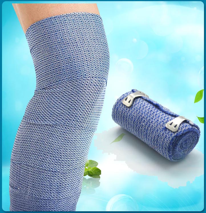 Blått elastiskt bandage för kallbandage